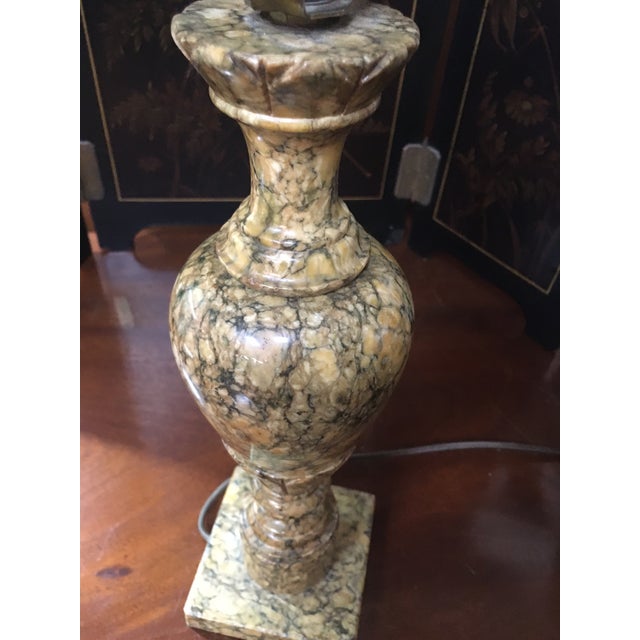 Antique Italian Polished Pink and Black Marble Petite Table Lamp Pair For Sale - Image 9 of 9