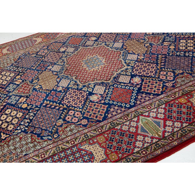 Room Size Persian Kashan Wool Rug With Allover Multicolor Design For Sale In New York - Image 6 of 8