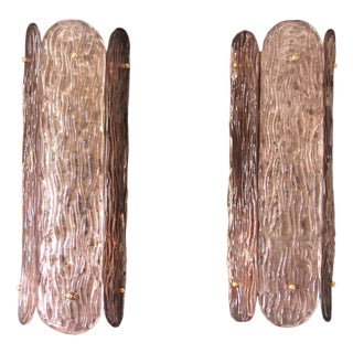 Sculptural Murano Glass Wall Sconces in Powder Pink Hue, Italy, 2000s, Set of 2 For Sale