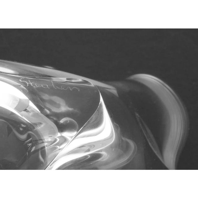 Modern Steuben Little Handkerchief Vase Signed Clear Glass Ruffled Bud Vase Modernist Mid Century Style Vintage Designed in 1991 For Sale - Image 3 of 3