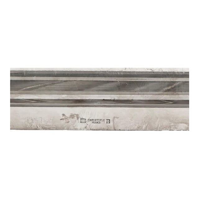 Elegant early 20th century Christofle silverplate serving tray in the classic Rubans pattern, distinguished by the refined...