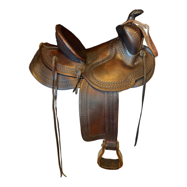 Vintage American Western "BearTrap" Saddle Keyston Bros 1940s For Sale