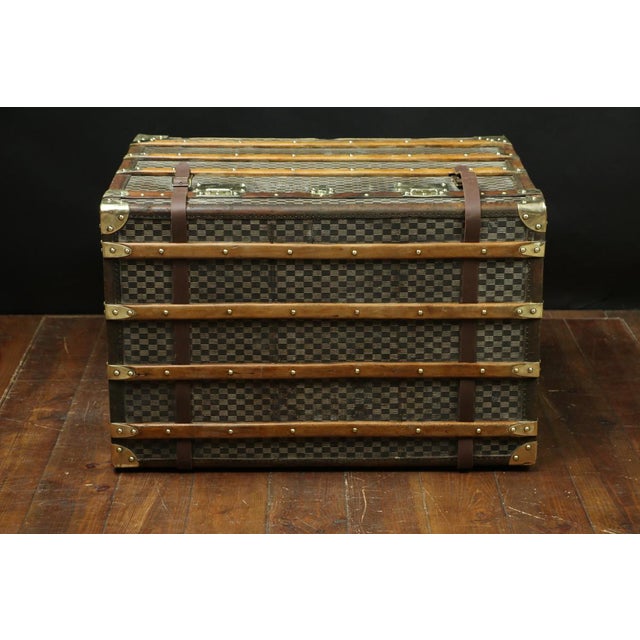 Brown Checkered Mail Trunk, 1920s For Sale - Image 8 of 11