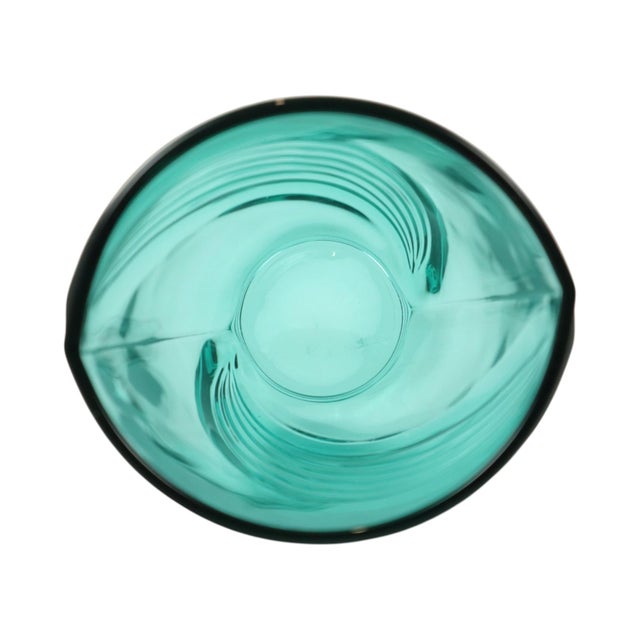 Vintage Turquoise Blue Glass Vase from Luminarc France, 1980s For Sale - Image 3 of 12