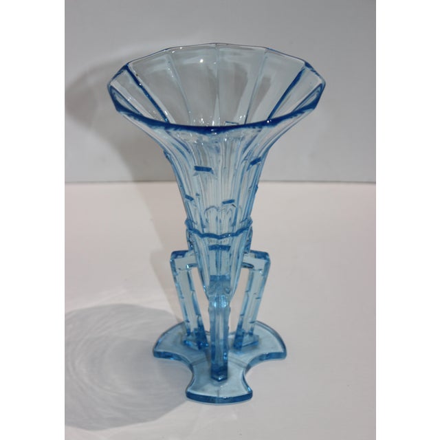Art Deco 1920s Vase Trumpet Form Clear Blue Glass Chairish
