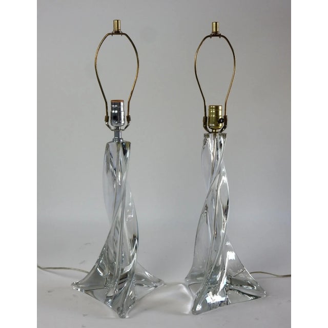 Transparent Vintage French Art Glass Lamps by St. Louis Crystal For Sale - Image 8 of 8
