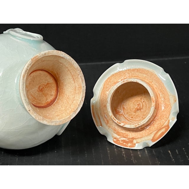 Late 20th Century Chinese Art Light Celadon Porcelain Covered Jar For Sale - Image 10 of 11