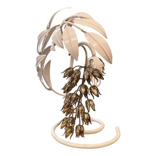 White and Gilt Wisteria Lamp by Hans Kögl, 1960s For Sale