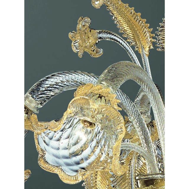 2020s Luxury Venetian Floreal Gold-Leaf Murano Glass Chandelier — Hand-Blown For Sale - Image 5 of 6