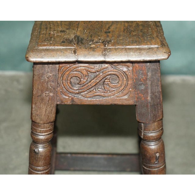 Charles II Carved Oak S-Scroll Stool, 1660s For Sale - Image 18 of 18