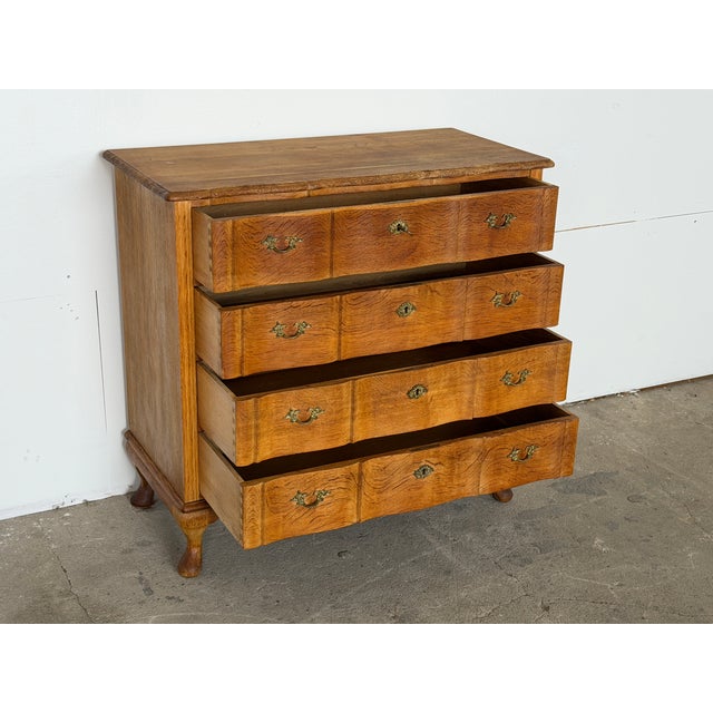 Mid-Century Modern Danish Rococo Oak Chest of Drawers with Cabriole Legs, 1950s For Sale - Image 3 of 13