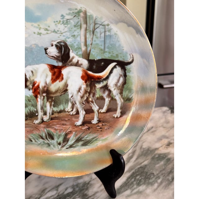 Sky Blue Antique Unger & Schilde Irish Setter Hunting Scene Decorative Plate For Sale - Image 8 of 18