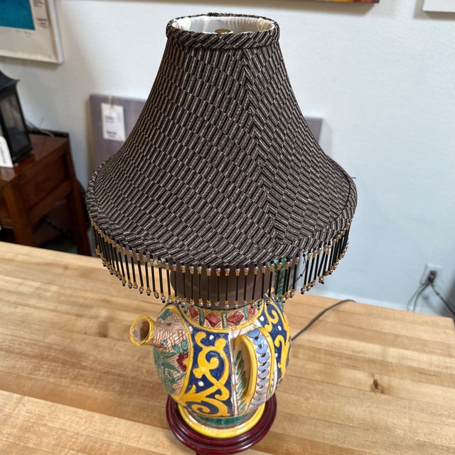 Italian Italian Majolica Pottery Table Lamp For Sale - Image 3 of 10