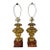 Pair of Italian Giltwood Carved Lamps on Faux Marble Bases For Sale