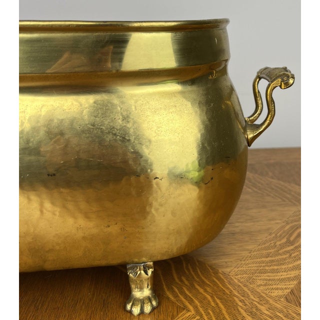 Gold Vintage Style Brass Jardiniere with Handles For Sale - Image 8 of 18