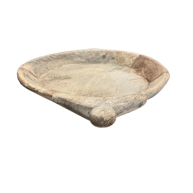 This vintage wood Parat bowl from India was once used to knead bread dough. It is a beautiful rustic piece and can be used...