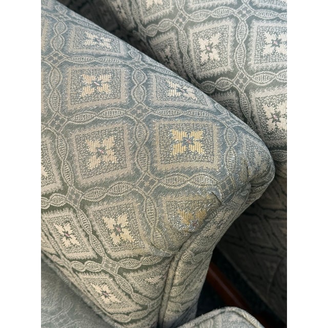 Vintage Georgian Style Upholstered Wingback Chairs - A Pair For Sale - Image 9 of 10