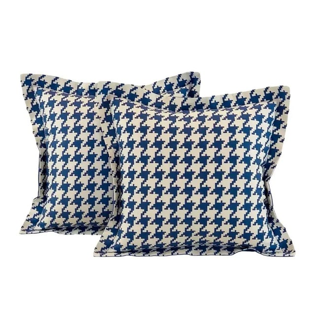 Free Spirit Designer Vicki Payne Blue & White Check Dogstooth Houndstooth Fabric- 3.4 Yards For Sale - Image 4 of 6