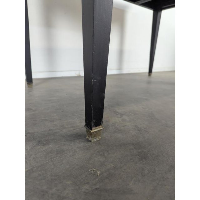 Black Large Louis XVI Flat Desk in Black Lacquered and Gold Trim For Sale - Image 8 of 10
