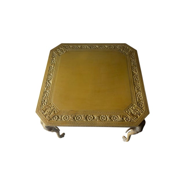 Late 20th Century Carved Elephant Heads and Trunks Game Side Table For Sale - Image 10 of 10