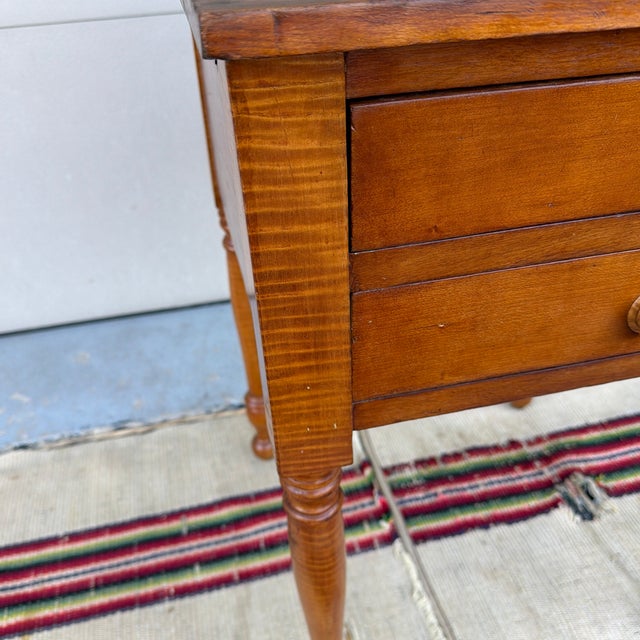 A Nice Antique Pennsylvania Sheraton Cherry and Tiger Maple 2 Drawer Side Table, Circa 1830’s For Sale - Image 6 of 12
