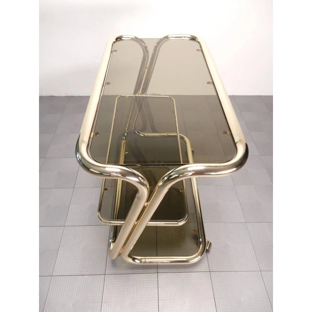 Sculptural Brass Tube Bar Cart by Morex of Italy For Sale In Las Vegas - Image 6 of 7
