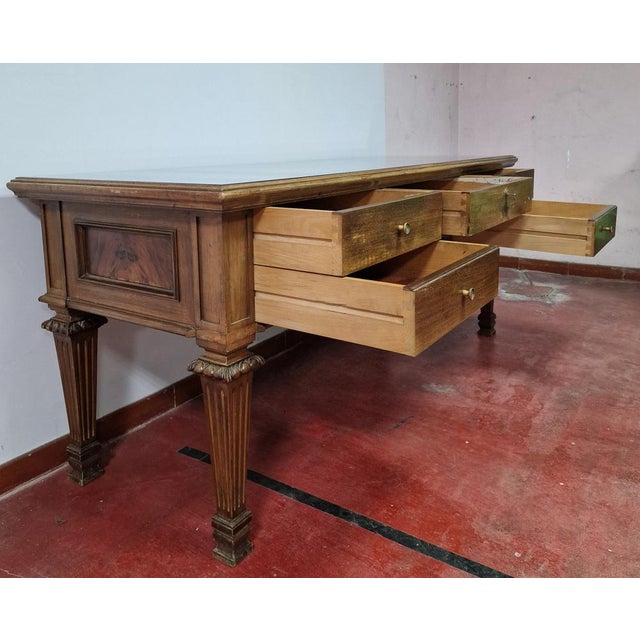 Walnut Desk with Glass Top, 1950s For Sale - Image 3 of 18