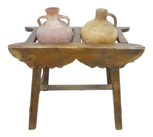 Antique Two-Hole Poplar Water Jug Holder- 3 Pieces