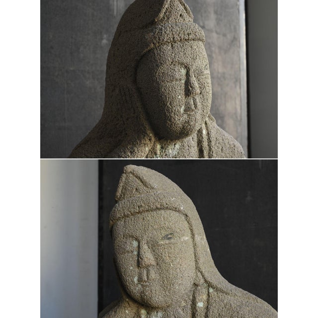 Japanese Antique Stone Buddha "Nyoirin Kannon" Edo Period / 1750-1850 For Sale - Image 11 of 18