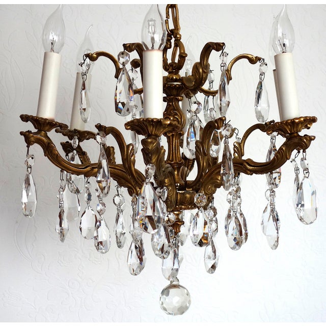 Palwa Brass Lead Crystal Six Liight Chandelier 6 Lights from Palwa, 1960s, in Very Good conditions. Designed 1960 to 1969...
