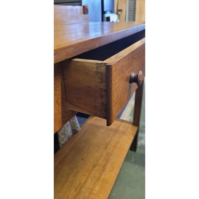 Antique Mission oak work table or side table. Measuring 36 inches wide by 16 inches deep and 35 1/2 inches at the desk and...