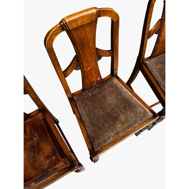 1940s 1940s Set of 3 English Oak Dining Chairs For Sale - Image 5 of 8