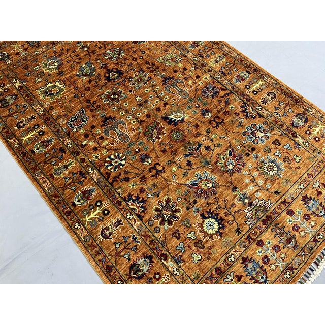Textile Rust Sultani Chobi Natural Dye Wool Rug - 4'2" X 6'2" For Sale - Image 7 of 12