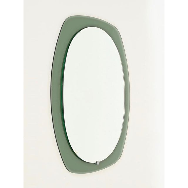 Oval Sage Green Beveled Mirror from Cristal Art, Italy, 1960s For Sale - Image 12 of 17