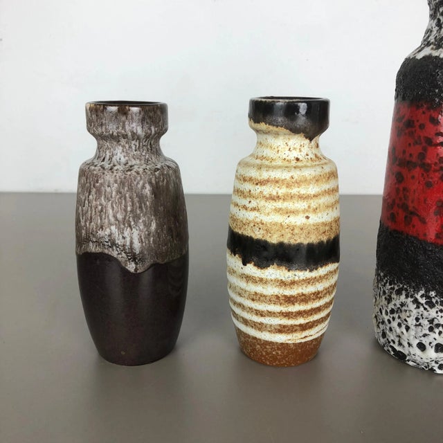 Vintage Multicolor Fat Lava Pottery Vases by Scheurich, Germany, Set of 4 For Sale - Image 14 of 18