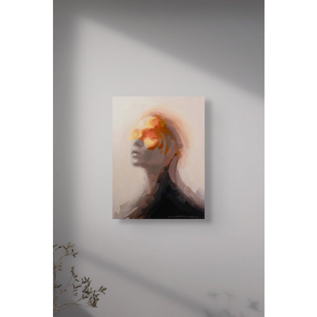 Early 21st Century Ignite by Josh Sorrell | Oil on panel Abstract portrait with fiery colors around the face. For Sale - Image 5 of 5
