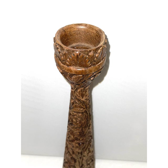 Hand Carved Antique Wood Candle Holder For Sale In Washington DC - Image 6 of 10