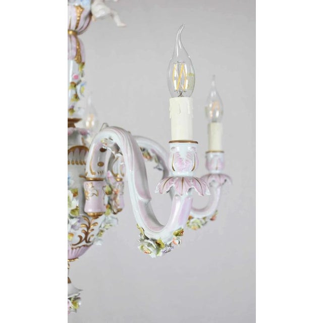 Italian Porcelain Chandelier from Capodimonte For Sale - Image 3 of 6