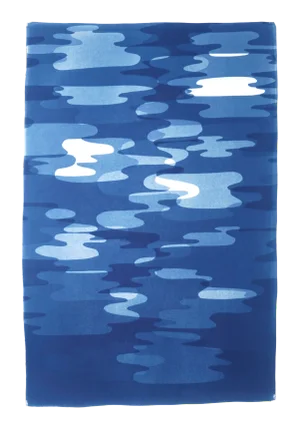 2021 "Smoke and Mirrors" Abstract Artisan Blue and White Monotype