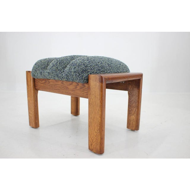 Textile Oak Armchairs with Stools, Finland, 1960s, Set of 4 For Sale - Image 7 of 18