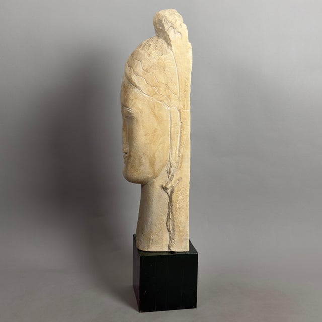 Large Vintage Lithoceramic Louvre Reproduction Head Sculpture after Modigliani, 20th Century For Sale - Image 4 of 14
