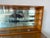1950’s Mid-Century Modern Solid Wood Desk With Glass Top and Wall Mounted Display Shelf For Sale - Image 10 of 12