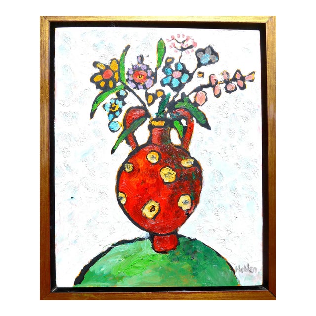 Martha Holden, "Red Vase" Oil Painting For Sale