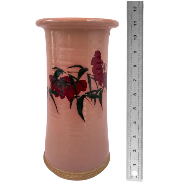 Vintage Pottey Cylinder Vase Floral Motif For Sale - Image 17 of 17