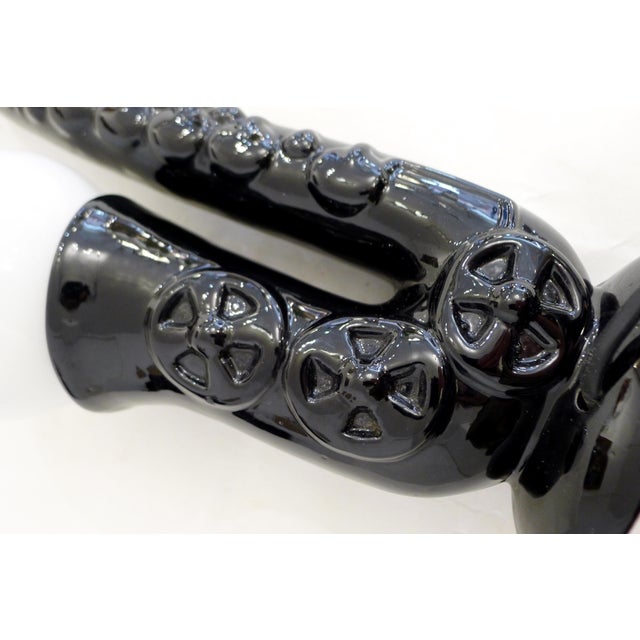 Vintage Saxophone Lamp in Black Earthenware, 1980s For Sale - Image 9 of 14