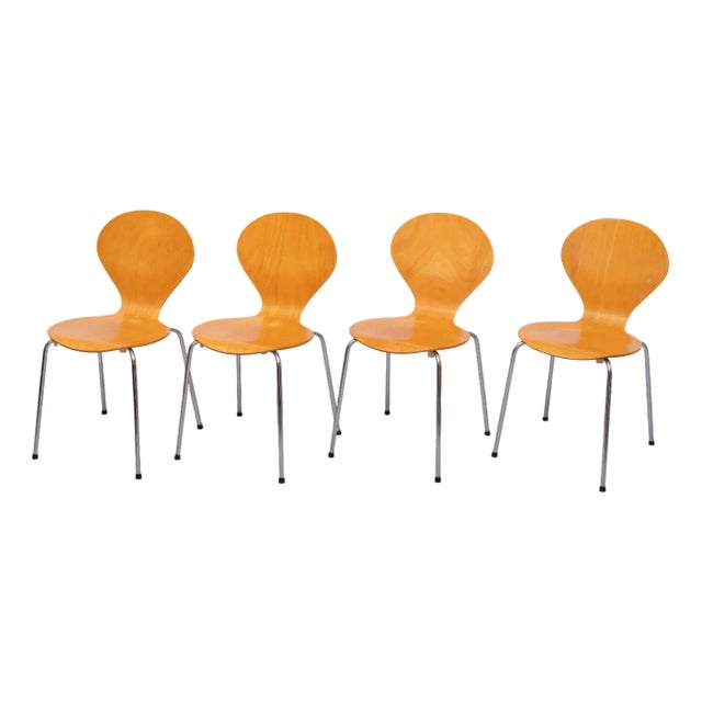 Rondo Chairs in Beech Plywood, Denmark, 1990s, Set of 4 For Sale