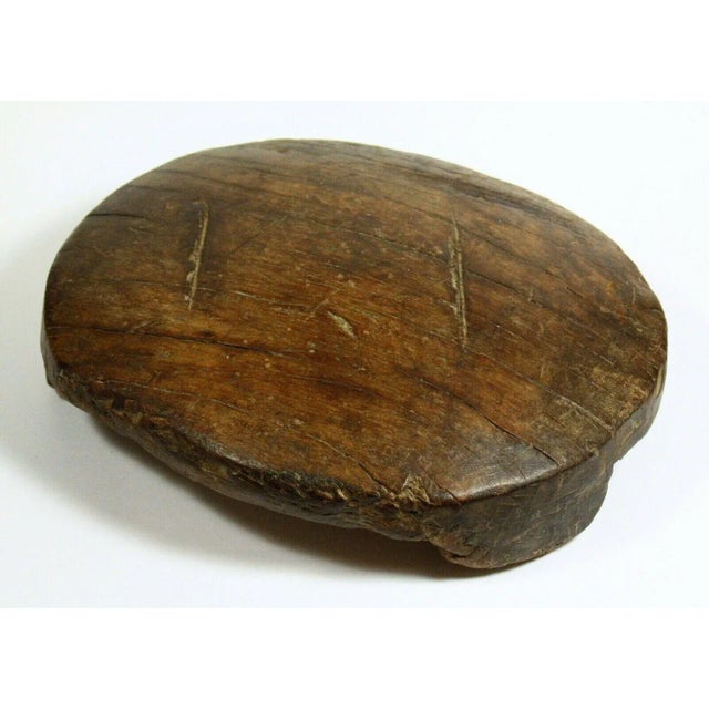 Indian 1900's Hand Carved Wood Chapati Roti Maker #2 Flat Bread Rolling Plate For Sale - Image 3 of 13