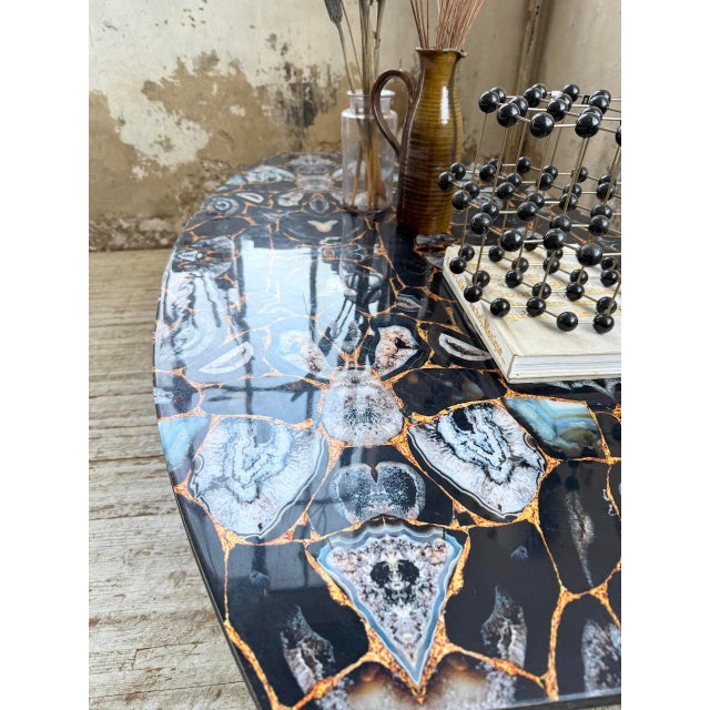 Coffee Table with Agate Stone Effect, 1990s For Sale - Image 16 of 18