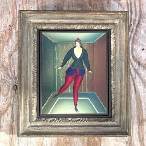 Vintage Boho Signed Original Oil Painting of Dancing Woman For Sale In West Palm - Image 6 of 9