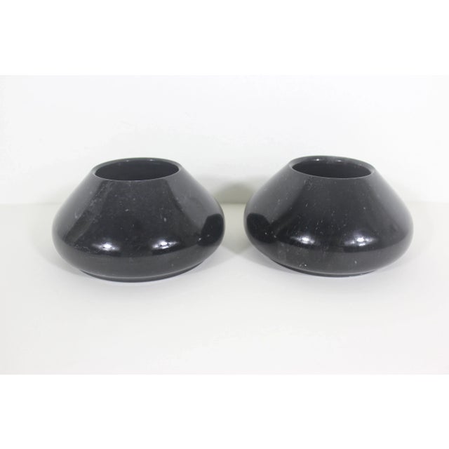 Mid 20th Century Vintage Carved Black Stone Vases Soapstone, a Pair For Sale - Image 5 of 8